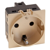 Розетка 220V с/з со шторками, винтовой зажим 16A (ШАМПАНЬ МАТОВЫЙ) Meiton, ACH4141