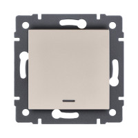 Выключатель кнопочный 1-клавишный 10А/250В с LED подсветкой, золотой Kollinger REA-S-013GD для Aspekt, Eleganz, Reflex Выключатель кнопочный 1-клавишный 10А/250В с LED подсветкой, золотой Kollinger REA-S-013GD для Aspekt, Eleganz, Reflex