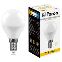 Лампа светодиодная,  (9W) 230V E14 2700K G45, LB-550, Feron 25801