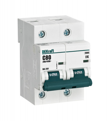 DEKraft Автоматический выключатель 2Р 80А х-ка С ВА-201 10кА
