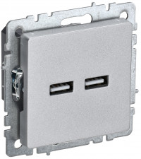BRITE Роз. USB A+A 3,1А РЮ10-1-БрА алюм. IEK, BR-U21-D31-K47