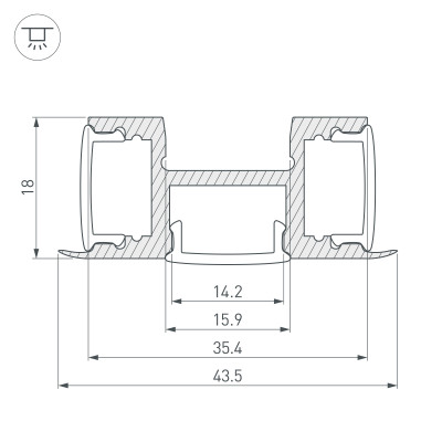 Профиль ARH-TRI-D-2000 ANOD (Arlight, Алюминий), 018829