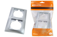 Рамка 2-х постовая вертикальная серебр. металлик "Лама" TDM Electric, SQ1815-0233