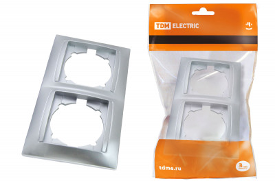 Рамка 2-х постовая вертикальная серебр. металлик "Лама" TDM Electric, SQ1815-0233