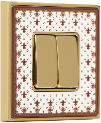 Fede Выключатель 2-клавишный, цвет Bright Gold - Brown Lys, серия Belle Epoque Porcelain