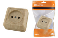 Розетка 2П открытой установки IP20 10А, сосна"Ладога" TDM Electric, SQ1801-0049