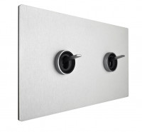 Fontini Блок на 2 поста: выключатели 1-клавишные, цвет матовый алюминий, с отделкой кольца,  Fontini, серия Font barcelona 5.1 Fontini Блок на 2 поста: выключатели 1-клавишные, цвет матовый алюминий, с отделкой кольца,  Fontini, серия Font barcelona 5.1