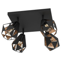 43718 Спот CARLTON 7, E27, 4х40W, L370, B370, H255, сталь, черный/медный