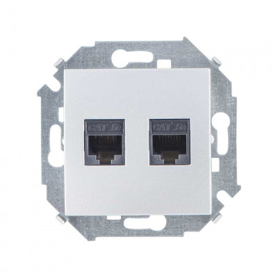 Simon Simon15 Розетка компьют. 2хRJ45 кат.5e (AMP), алюминий, 1591552-033