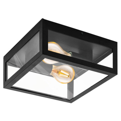 99122 Настенно-потолочный светильник AMEZOLA, 2х40W (E27), 290х290, А130, сталь, черный/стекло, проз