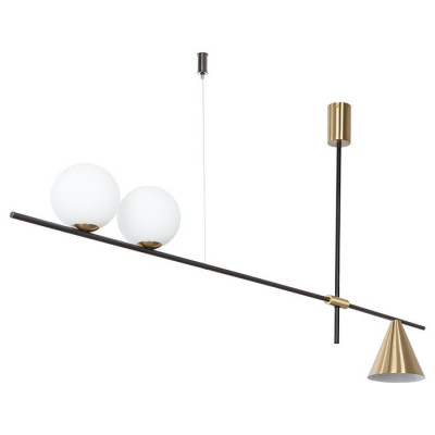 Arte Lamp JACOB, Светильник потолочный, цвет арматуры - черный, цвет плафона/декора - полированная медь; белый, 3x40W E27, A7029PL-3BK