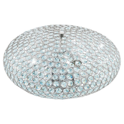 95285 Потолочный светильник CLEMENTE, 3х60W (E27), ?450, сталь, хром/хрусталь, прозрачный