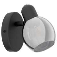 98624 Спот POLLICA, 1х28W (E14), L65, H105, спот, сталь, черный/металл. стекло, черный-прозрачный