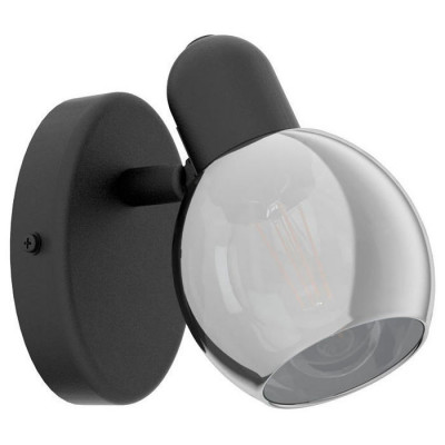 98624 Спот POLLICA, 1х28W (E14), L65, H105, спот, сталь, черный/металл. стекло, черный-прозрачный