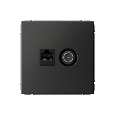 GAL001489 - ARTGALLERY РОЗЕТКА двойная ТВ + компьютерная RJ45, кат. 5Е, БАЗАЛЬТ, Systeme Electric