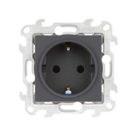Simon Розетка 2К+З Schuko без штор, графит, 2450434-038