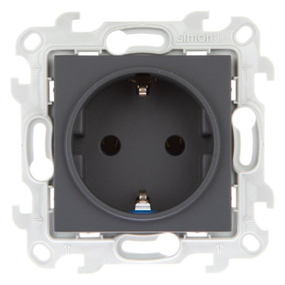 Simon Розетка 2К+З Schuko без штор, графит, 2450434-038