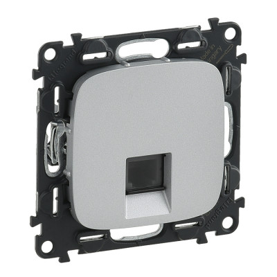 Legrand Valena ALLURE.Телефонная розетка RJ11 одиночная.С лицевой панелью.Алюминий, 753938