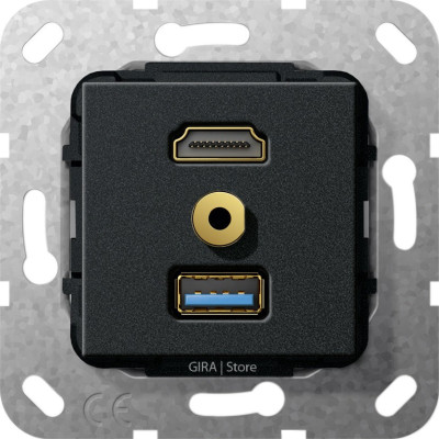 568010 Gira Разъем HDMI,USB3.0A,M гнездо