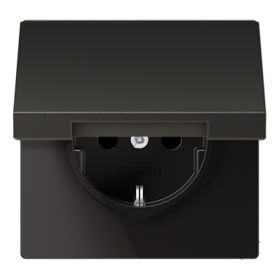 Штепсельная розетка SCHUKO 16А / 250В с подпружиненной откидной крышкой, пружинные зажимы, возможно IP44; металл; антрацит; Aluminium, AL1520KLAN
