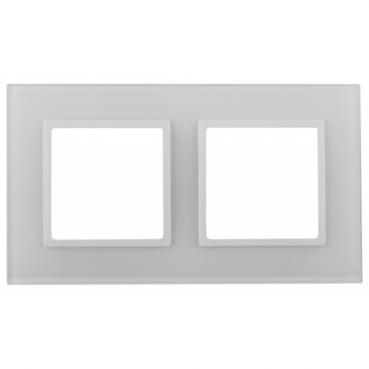 Эра Elegance Рамка для розеток и выключателей 14-5102-01 на 2 поста, стекло, белый+белый