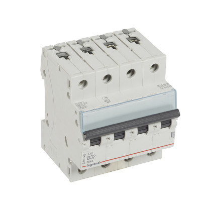 Legrand Автоматический выключатель TX? 6000 - 10 кА - тип характеристики B - 4П - 400 В~ - 32 А - 4 модуля, 403905