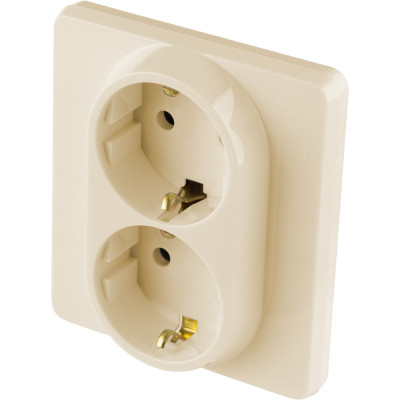 Legrand Розетка двойная с заземлением - Legrand Inspiria - без шторок в сборе 16А 250В винтовые зажимы - слоновая кость, 673751
