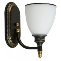 Arte Lamp BONITO, Бра, цвет арматуры - АНТИЧНЫЙ ЧЕРНЫЙ, цвет плафона/декора - БЕЛЫЙ, 1х40W E27, A9518AP-1BA