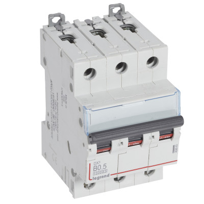 Legrand Автоматический выключатель DX? 10000 - 16 кА - тип характеристики B - 3П - 400 В~ - 0,5 А - 3 модуля, 408983