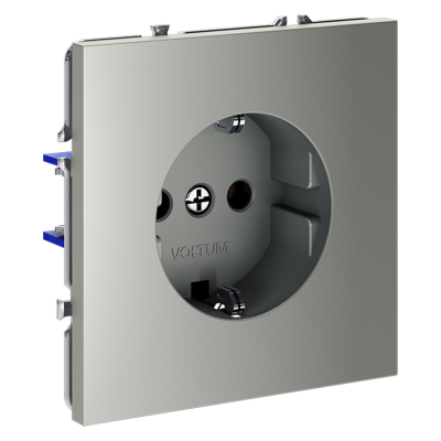 Розетка встраиваемая VOLTUM S70 с заземлением 16А, (сталь), VLS040105