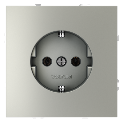 Розетка встраиваемая VOLTUM S70 с заземлением 16А, (сталь), VLS040105