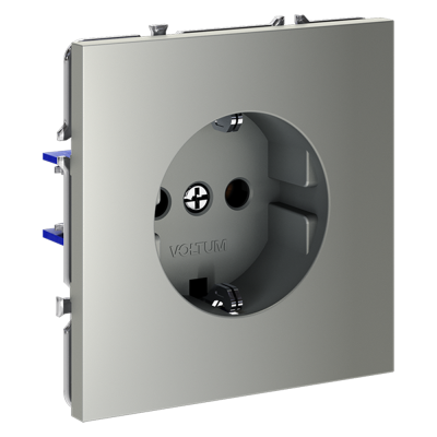 Розетка встраиваемая VOLTUM S70 с заземлением 16А, (сталь), VLS040105