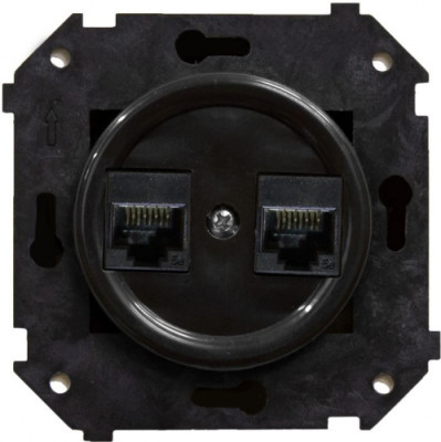 BIRONI Шедель Пластик Черный Розетка  2-ая RJ45  (скрытый монтаж), B3-302-23