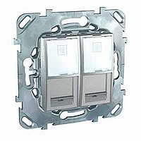 MGU5.2424.30ZD - Unica top розетка компьют., rj45, двойная, кат. 6, с полем для надп., алюминий