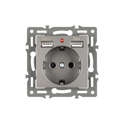 043735 - Механизм розетки с USB зарядкой SCT-MUAA-PL-GR (250V, 16A) (Arlight, -)