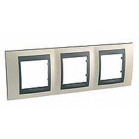 MGU66.006.295 - UNICA TOP РАМКА 3-постовая, горизонтальная, ГРАФИТ/ОПАЛ MGU66.006.295 - UNICA TOP РАМКА 3-постовая, горизонтальная, ГРАФИТ/ОПАЛ
