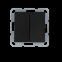 Выключатель двухклавишный проходной 10A 250V~ с накладкой, цвет Антрацит, G3022B, Jasmart Electric