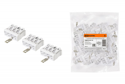 Клемма пружинная соединительная КСПнз4-2L+N+PE, 16 A, с монтажной ножкой и заземлением под винт TDM Electric, SQ0510-0114