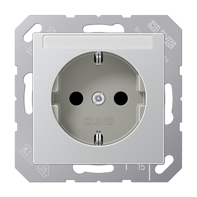 Розетка SCHUKO® 16A 250V с защитой от детей; с полем для надписи; термопласт; алюминий, A1520BFKINAAL