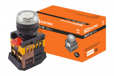 Кнопка ABLFS-22 белый d22мм неон/230В 1з+1р TDM Electric, SQ0704-0012