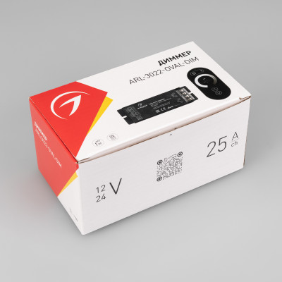 Диммер ARL-3022-OVAL-DIM Black (12-24V, 1x25A, ПДУ, RF) (Arlight, IP20 Металл, 2 года), 027150