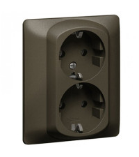 Legrand Двойная розетка - Galea Life - 2х2К+3 - винтовые клеммы - в сборе - Dark Bronze, 771230