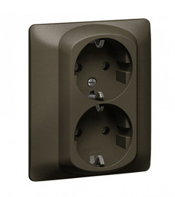 Legrand Двойная розетка - Galea Life - 2х2К+3 - винтовые клеммы - в сборе - Dark Bronze, 771230
