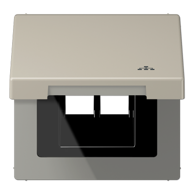 Накладка и крышка для двойных UAE розеток с символом "сеть"; металл; нержавеющая сталь, ES2990KLLAN