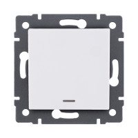 Выключатель кнопочный 1-клавишный 10А/250В с LED подсветкой, белый Kollinger REA-S-013WH для Aspekt, Eleganz, Reflex Выключатель кнопочный 1-клавишный 10А/250В с LED подсветкой, белый Kollinger REA-S-013WH для Aspekt, Eleganz, Reflex