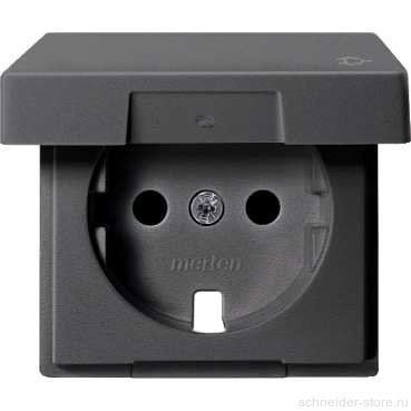 SM Накладка со шторк. и крышк. для розетки 2К+З 16А 250В~, антрацит