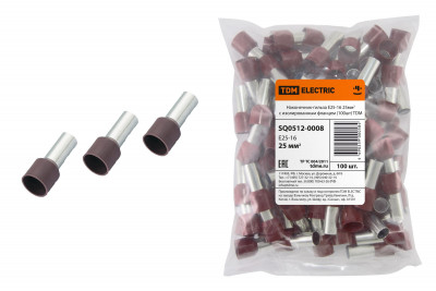 Наконечник-гильза Е25-16 25мм2 с изолированным фланцем (100шт) TDM Electric, SQ0512-0008
