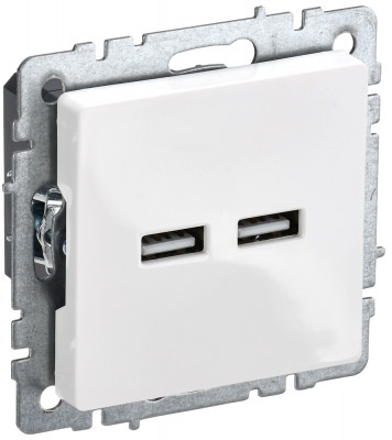 BRITE Роз. USB A+A 3,1А РЮ10-1-БрБ бел. IEK, BR-U21-D31-K01