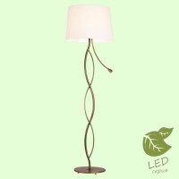 LUSSOLE AJO Торшер, цвет основания - бронзовый, плафон - ткань (цвет - белый), 2x10W E27 +LED, GRLSP-0552