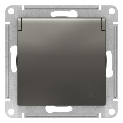 ATN000946 - ATLASDESIGN РОЗЕТКА с заземлением со шторками с крышкой, 16А, IP20, механизм, СТАЛЬ, Systeme Electric